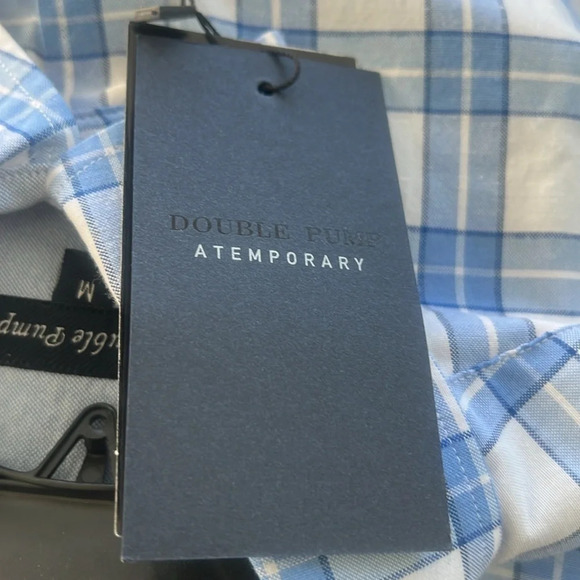 Double Pump Sz M Blue & White Plaid Western Button up NWT Timeless Smart Shirt - Picture 16 of 16